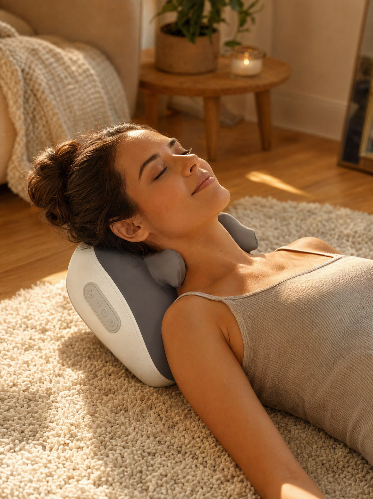 Woman relaxing with Lymvana under her neck